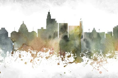 Jackson Mi Greenish Skyline by WallDecorAddict art print