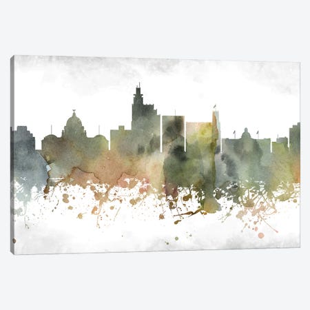 Jackson Mi Greenish Skyline Canvas Print #WDA928} by WallDecorAddict Canvas Art