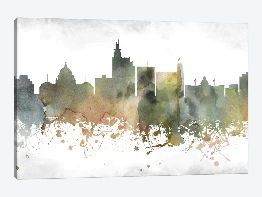 Jackson Mi Greenish Skyline by WallDecorAddict 1-piece Canvas Print