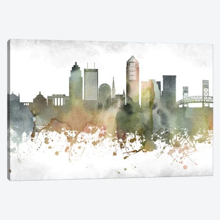 Jacksonville Skyline Canvas Print #WDA929} by WallDecorAddict Canvas Artwork