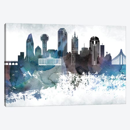 Dallas Bluish Skylines Canvas Print #WDA92} by WallDecorAddict Canvas Artwork