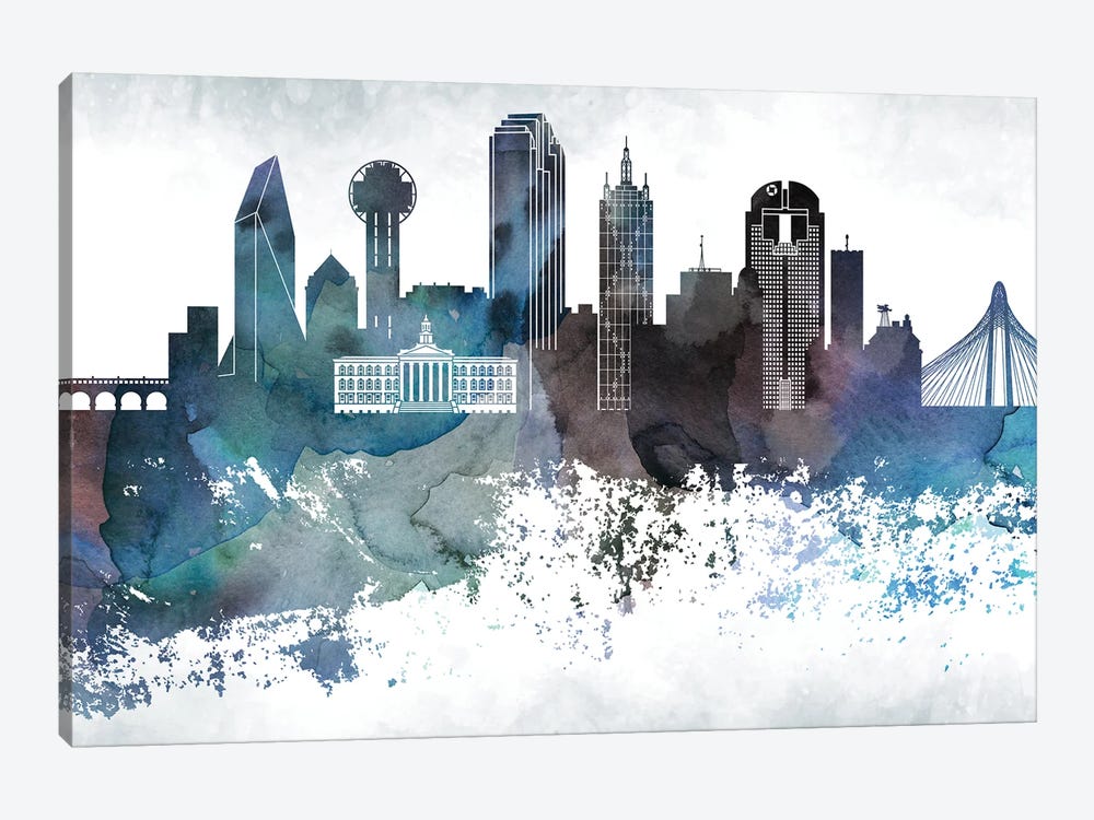 Dallas Bluish Skylines by WallDecorAddict 1-piece Canvas Artwork