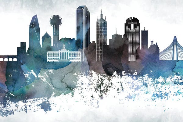 Urban: Dallas Bluish Skylines by WallDecorAddict