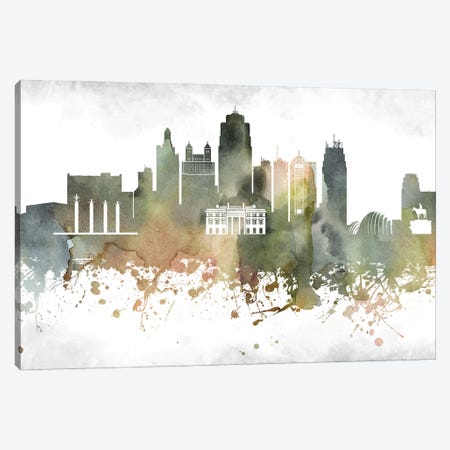 Kansas City Skyline Canvas Print #WDA931} by WallDecorAddict Canvas Art Print