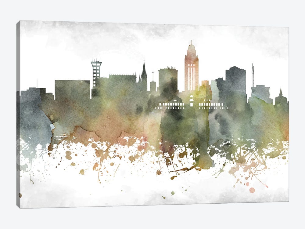 Lincoln Skyline by WallDecorAddict 1-piece Canvas Print