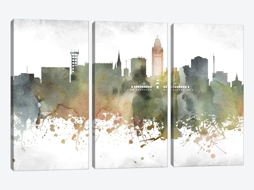 Lincoln Skyline by WallDecorAddict 3-piece Canvas Art Print