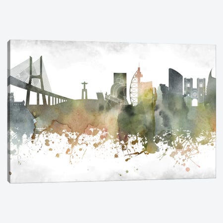 Lisbon Skyline Canvas Print #WDA937} by WallDecorAddict Canvas Wall Art