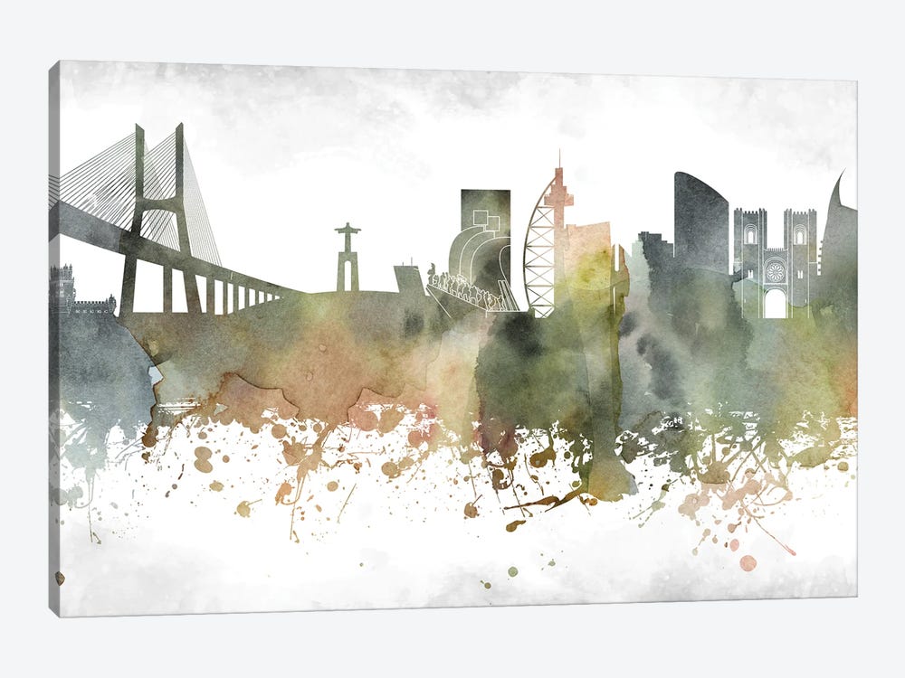 Lisbon Skyline by WallDecorAddict 1-piece Canvas Art Print