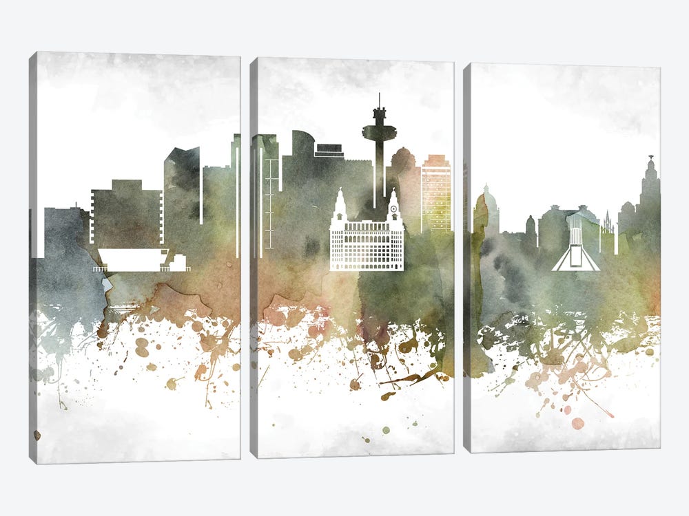 Liverpool Skyline by WallDecorAddict 3-piece Canvas Wall Art