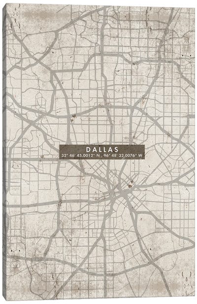 Dallas City Map Abstract Canvas Art Print - Urban Maps