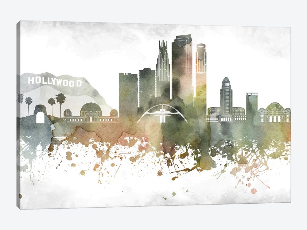 Los Angeles Skyline by WallDecorAddict 1-piece Canvas Art Print