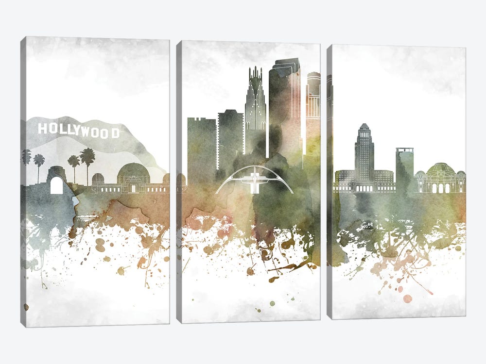 Los Angeles Skyline by WallDecorAddict 3-piece Canvas Print