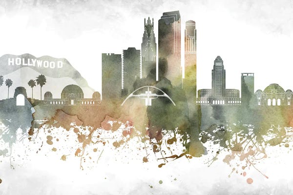 Los Angeles Skylines: Los Angeles Skyline by WallDecorAddict