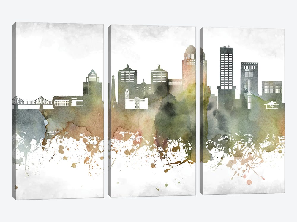 Louisville Skyline by WallDecorAddict 3-piece Canvas Artwork