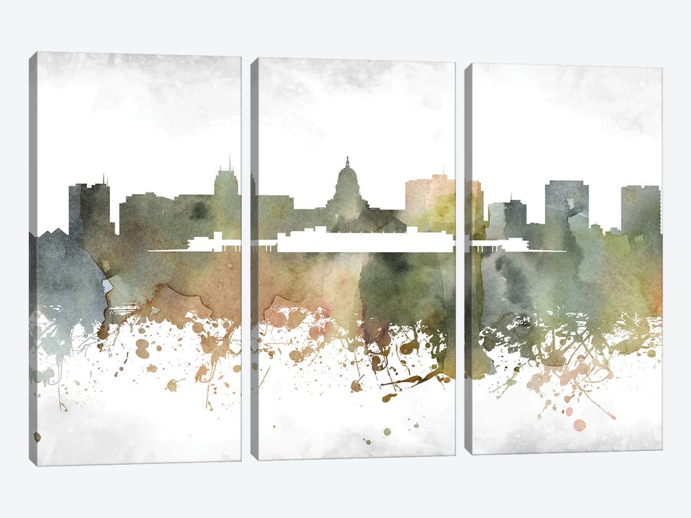 Madison Skyline by WallDecorAddict 3-piece Canvas Art