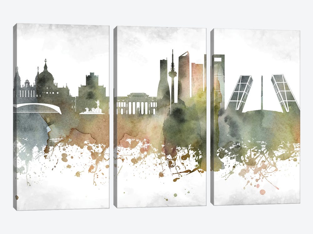Madrid Skyline by WallDecorAddict 3-piece Art Print