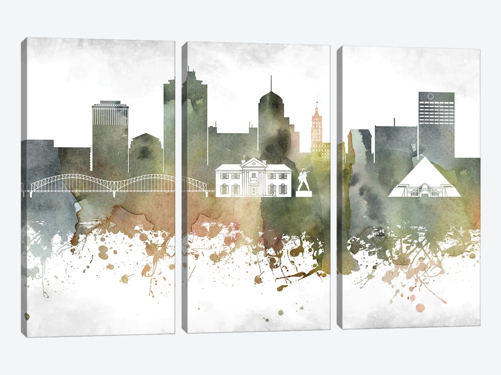 Memphis Skyline by WallDecorAddict 3-piece Canvas Art Print