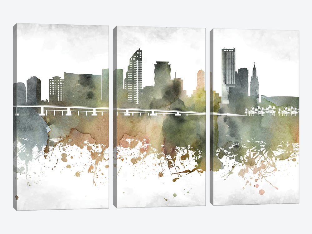 Miami Skyline by WallDecorAddict 3-piece Canvas Art