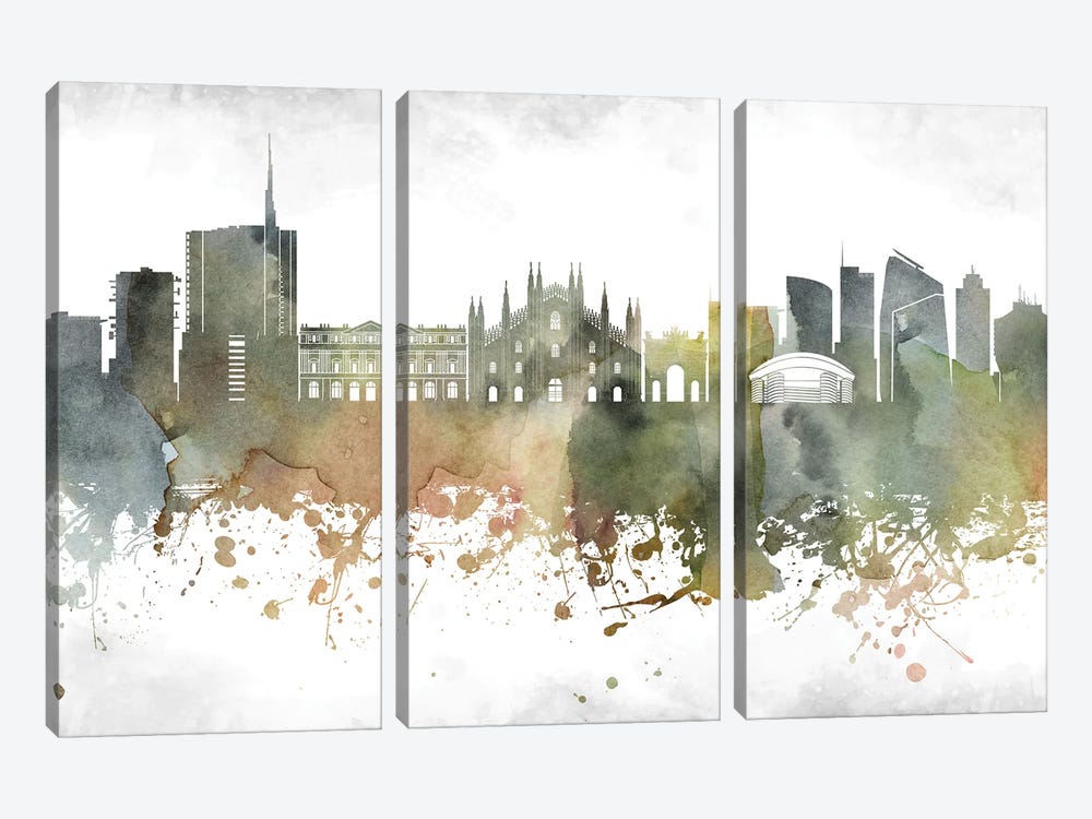 Milan Skyline by WallDecorAddict 3-piece Canvas Art Print