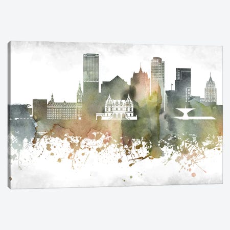 Milwaukee Skyline Canvas Print #WDA952} by WallDecorAddict Art Print