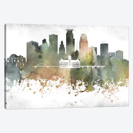 Minneapolis Skyline Canvas Print #WDA953} by WallDecorAddict Canvas Art Print