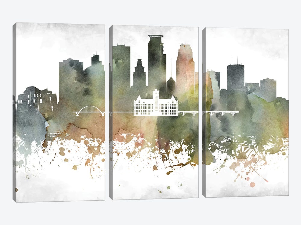 Minneapolis Skyline by WallDecorAddict 3-piece Art Print