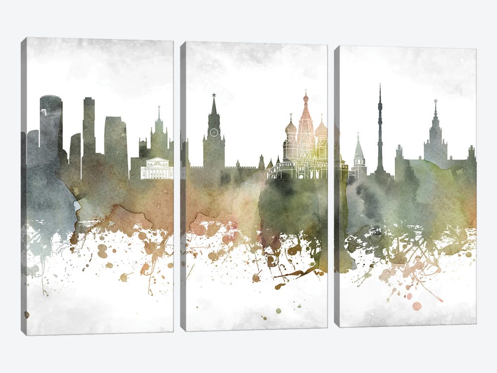 Moscow Skyline by WallDecorAddict 3-piece Art Print