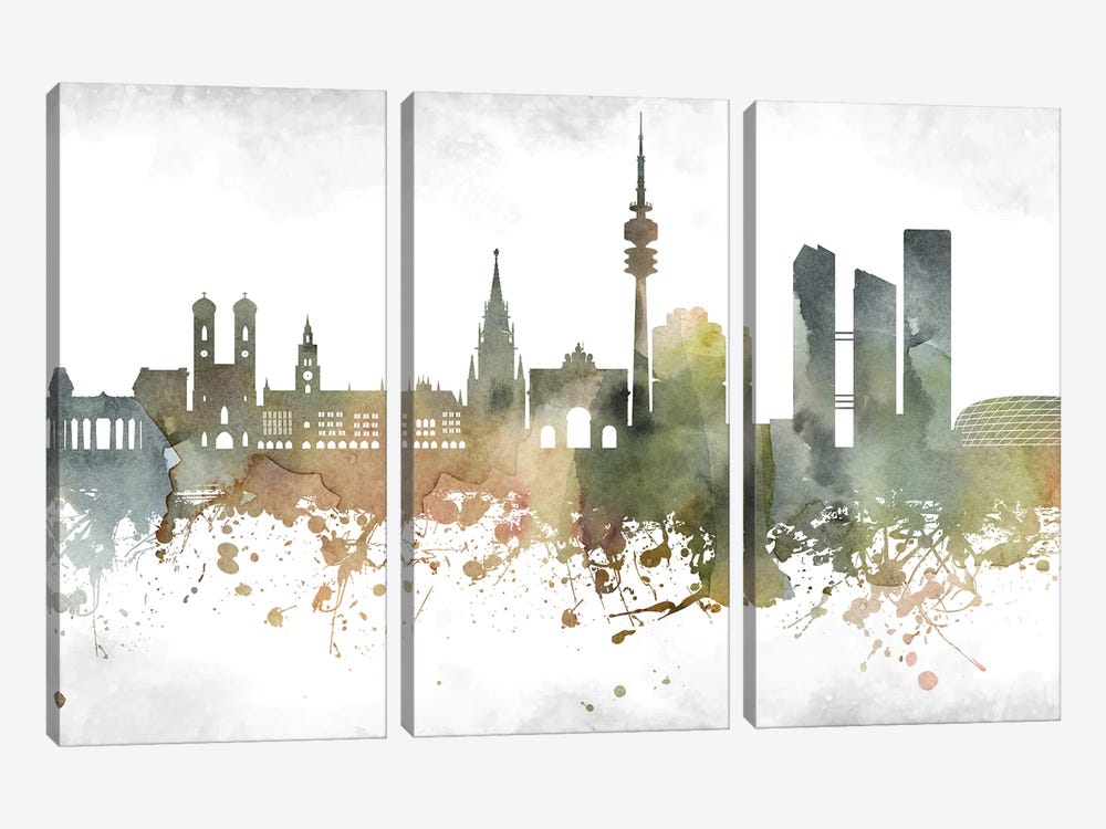 Munich Skyline by WallDecorAddict 3-piece Art Print