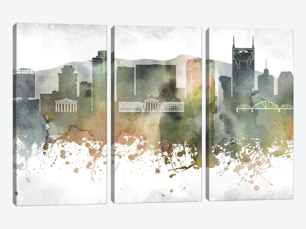 Nashville Skyline by WallDecorAddict 3-piece Canvas Art Print