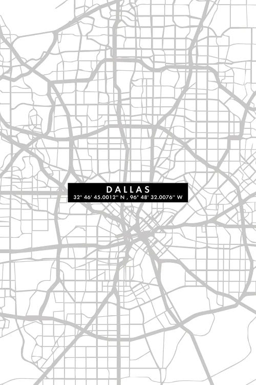 Dallas City Map Minimal by WallDecorAddict wall art