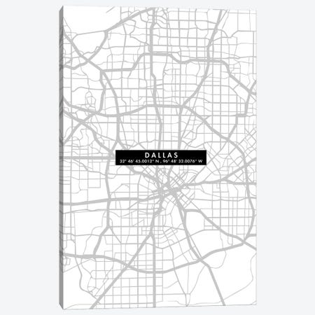 Dallas City Map Minimal Canvas Print #WDA95} by WallDecorAddict Art Print