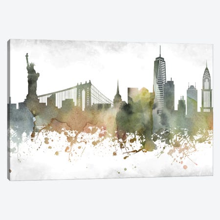 New York Skyline Canvas Print #WDA961} by WallDecorAddict Canvas Art