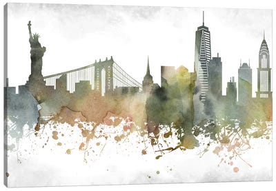 New York Skyline Canvas Art Print - Famous Monuments & Sculptures