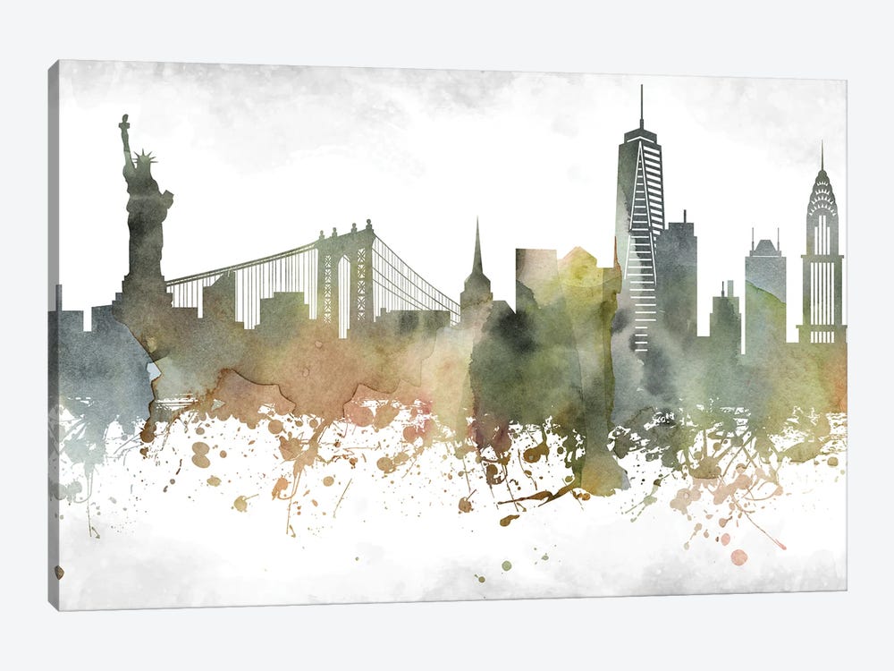 New York Skyline by WallDecorAddict 1-piece Canvas Artwork