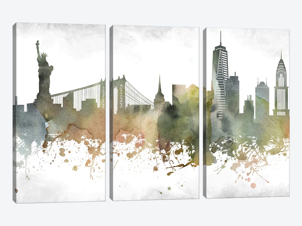 New York Skyline by WallDecorAddict 3-piece Canvas Art