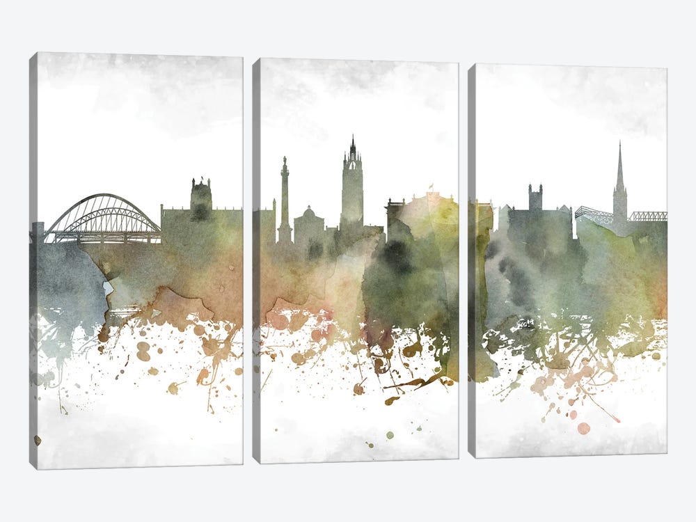 Newcastle Skyline by WallDecorAddict 3-piece Canvas Art Print