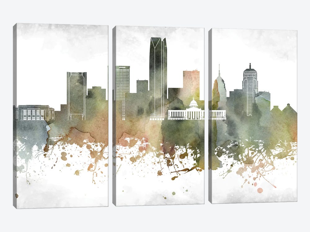 Oklahoma Skyline by WallDecorAddict 3-piece Canvas Artwork