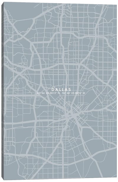 Dallas City Map Simple Color Canvas Art Print - Dallas Art
