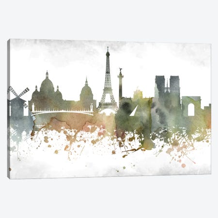 Paris Skyline Canvas Print #WDA972} by WallDecorAddict Art Print