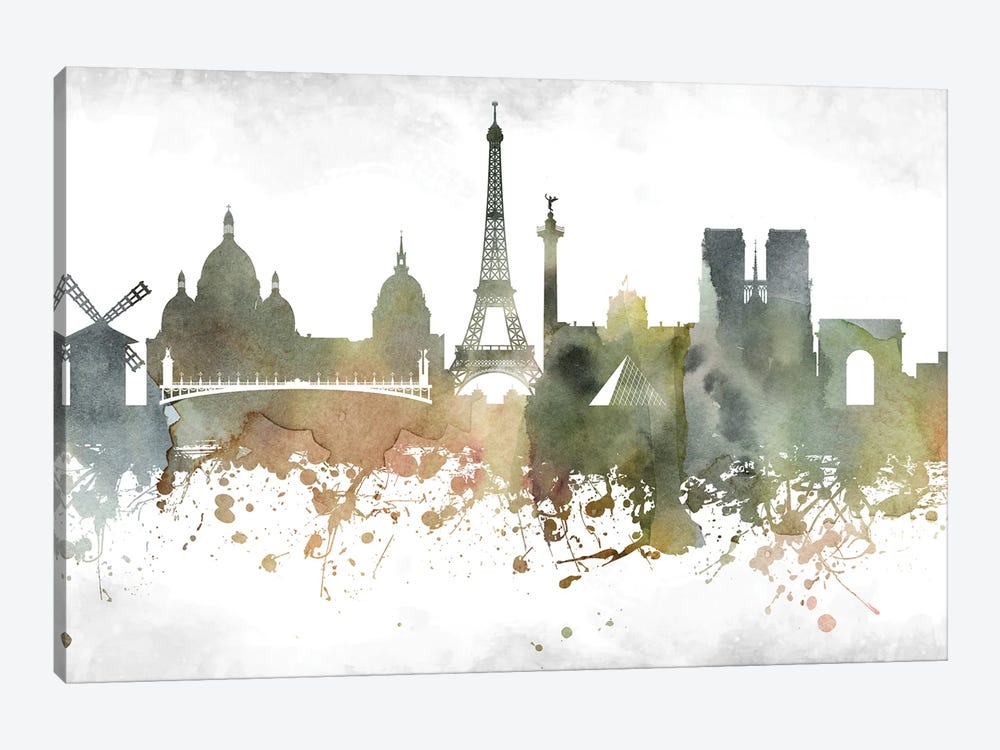 Paris Skyline by WallDecorAddict 1-piece Canvas Artwork