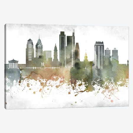Philadelphia Skyline Canvas Print #WDA974} by WallDecorAddict Canvas Wall Art