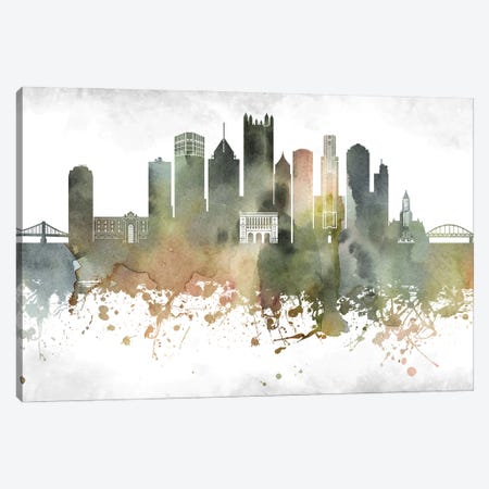Pittsburgh Skyline Canvas Print #WDA976} by WallDecorAddict Canvas Wall Art