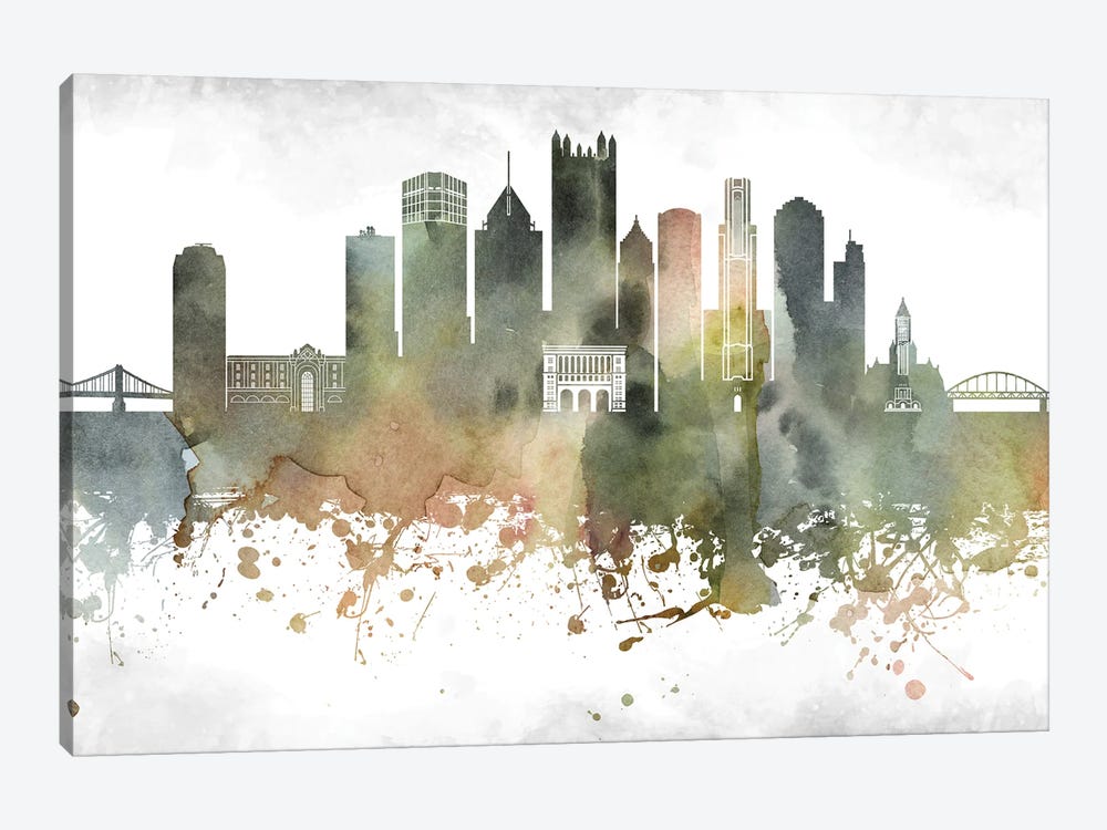 Pittsburgh Skyline by WallDecorAddict 1-piece Canvas Wall Art