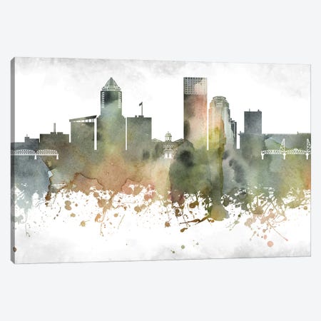 Portland Skyline Canvas Print #WDA977} by WallDecorAddict Canvas Art