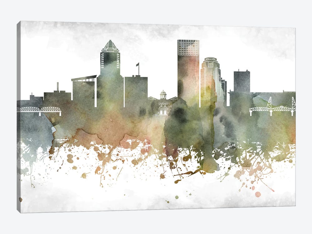 Portland Skyline by WallDecorAddict 1-piece Canvas Art Print