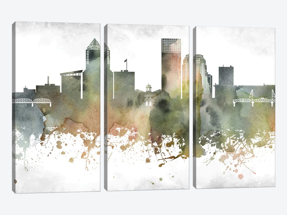 Portland Skyline by WallDecorAddict 3-piece Art Print