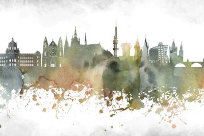 Prague Skyline by WallDecorAddict art print