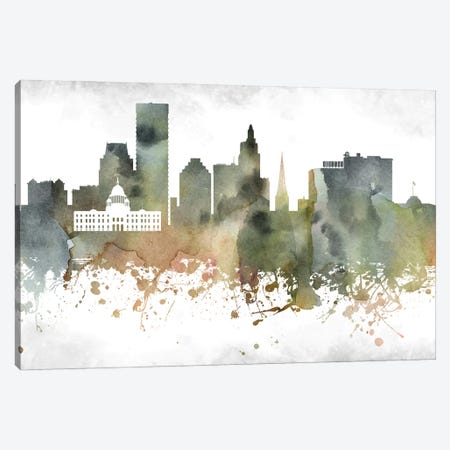 Providence  Skyline Canvas Print #WDA979} by WallDecorAddict Art Print