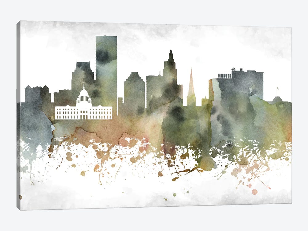 Providence  Skyline by WallDecorAddict 1-piece Canvas Print