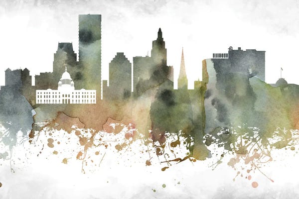 Rhode Island: Providence  Skyline by WallDecorAddict